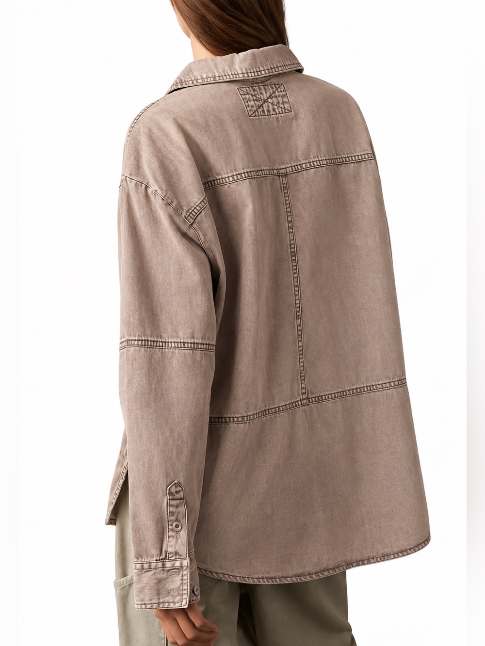 Free People We The Free Peyton Denim Pullover Oversized Henley Tunic - Picture 2 of 4